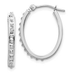 Liora 14k White Gold Diamond Fascination Oval Hinged Hoop Earrings