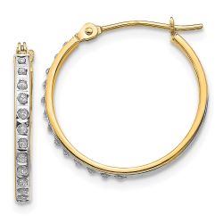 Zephira 14k Diamond Fascination Round Hinged Hoop Earrings