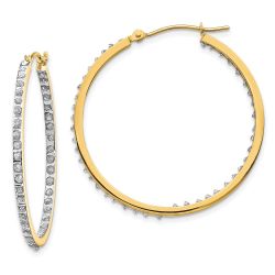 Nocturne 14k Diamond Fascination Round Hinged Hoop Earrings