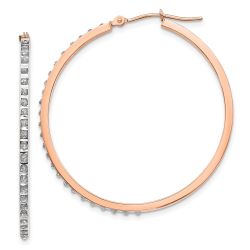 Nocturne 14k Rose Gold Diamond Fascination Round Hinged Hoop Earrings