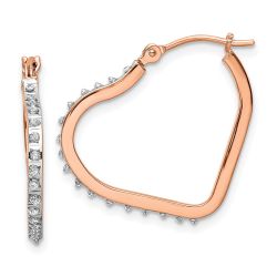 Celestine 14k Rose Gold Diamond Fascination Heart Hoop Earrings