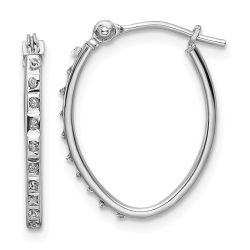 Liora 14k White Gold Diamond Fascination Oval Hoop Earrings