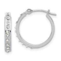Aurum 14K White Gold Diamond Fascination Polished Hoop Earrings