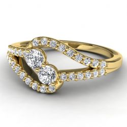 14k Yellow Gold Diamond Engagement Ring Front View