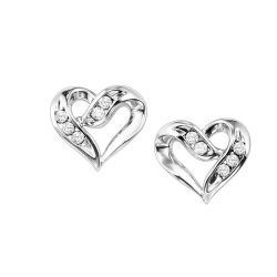 Silver Diamond Heart Earrings