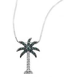14k White Gold .25ctw Diamond Palm Tree Necklace