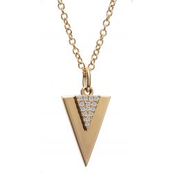 14K Rose Gold Pave Diamond Triangle Pendant Necklace
