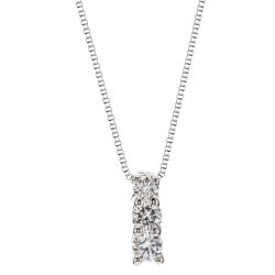 14k White Gold .25ctw Diamond Three Stone Pendant