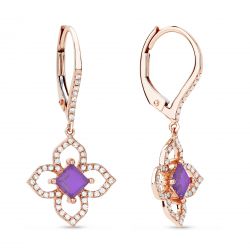 Front View Amethyst and Diamond Earrings in Rose Gold