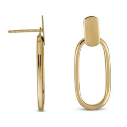 Vionne 14K Yellow Gold 1-Inch Oval Drop Earrings