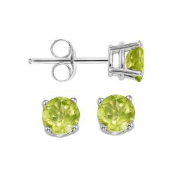 14k White Gold .50ct Peridot Stud Earrings