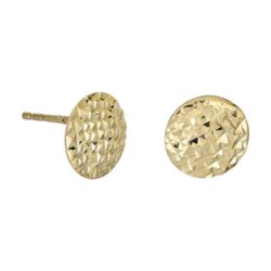 Amara 14K Yellow Gold 9mm Diamond Cut Disk Stud Earrings