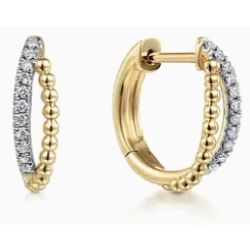 14K Yellow Gold Twisted Pave 10mm Diamond Huggie Earrings