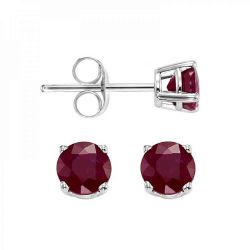 14k White Gold .50ct Garnet Stud Earrings