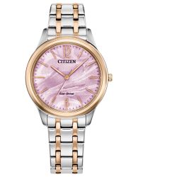 Citizen Ladies Eco Watch 36mm with Pink Marbled Dial - EM1216-55X