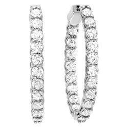 14kt White Gold Diamond Oval Hoops Fashion Earring 10ct