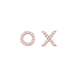 Front View 10k Rose Gold Diamond "X O" Earrings