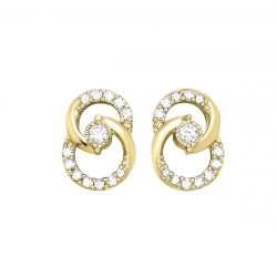 Gold Diamond Double Hoop Earrings