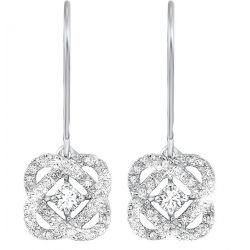 Sterling Silver Diamond Love Crossing Fashion Earrings  - 1/4 ctw