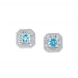 Gold Diamond & Blue Topaz Earrings 1/2gtw