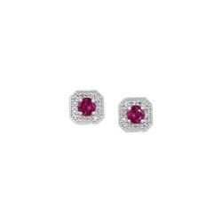 10k White Gold .10ct Ruby and .75ct Diamond Stud Earrings
