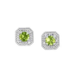 10Kt White Gold Diamond 1/10Ctw & Peridot 1/2Ctw Earring