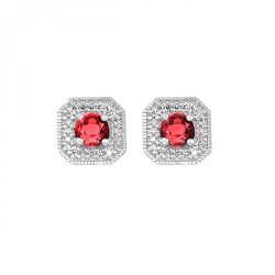 White Gold & Garnet Earrings 1/2gtw