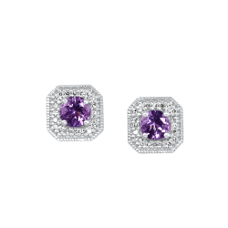 White Gold Diamond Amethyst Earrings .50tgw .10ctw