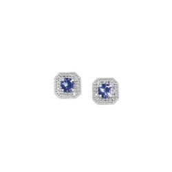 10k White Gold .85ctw Alexandrite and Diamond Stud Earrings