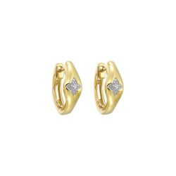 14k Yellow Gold .05ctw Diamond Hoop Earrings