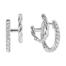 Liora 14K White Gold Twisted 1/3CTW Diamond Hoop Earrings