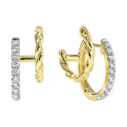 Liora 14K Yellow Gold Twisted 1/3CTW Diamond Hoop Earrings