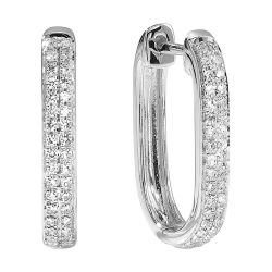 Thalora 14K White Gold 1/7CTW Diamond Hoop Earrings