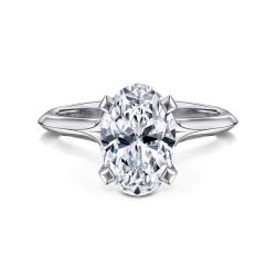 Ellis - 14K White Gold Oval Diamond Semi-Mount Ring