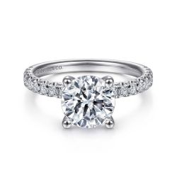 Amira - 14K White Gold Round Diamond Semi-Mount Ring