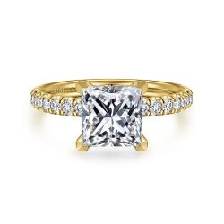 Amira - 14K Yellow Gold Princess Cut Diamond Semi-Mount Ring