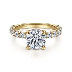 Brosnan - 14K Yellow Gold Round Diamond Semi-Mount Ring