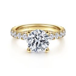 Ulani - 14K Yellow Gold Round Diamond Semi-Mount Ring