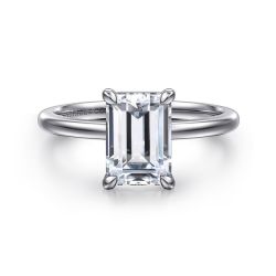 Evelina - 14K White Gold Emerald Cut Diamond Semi-Mount Ring
