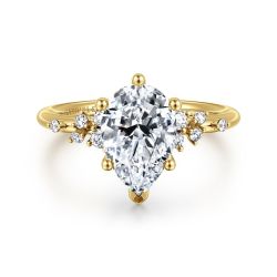 Reena - 14K Yellow Gold Pear Shape Diamond Semi-Mount Ring