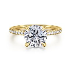 Stasia - 14K Yellow Gold Round Diamond Semi-Mount Ring