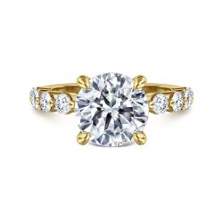 Silvey - 14K Yellow Gold Round Single Prong Diamond Semi-Mount Ring
