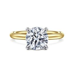 Daniele - 14K White and Yellow Gold Round Solitaire Diamond Semi-Mount Ring
