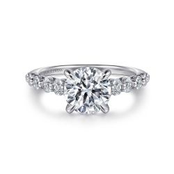 Emberlie - 14K White Gold Round Diamond Semi-Mount Ring