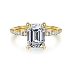 Franka - 14K Yellow Gold Emerald Cut Diamond Semi-Mount Ring