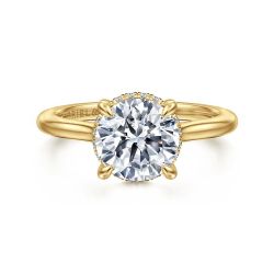 Aldon - 14K Yellow Gold Round Halo Diamond Semi-Mount Ring