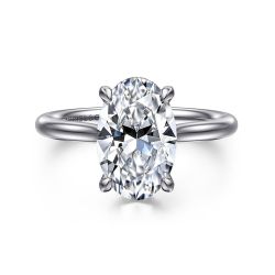 Badia - 14K White Gold Round Solitaire Diamond Semi-Mount Ring