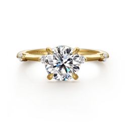 Frances - 14K Yellow Gold Round Diamond Semi-Mount Ring