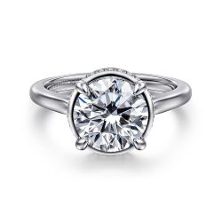 Reece - 14K White Gold Round Diamond Semi-Mount Ring