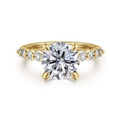 Kim - 14K Yellow Gold Round Diamond Semi-Mount Ring